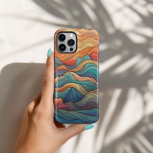 Retro Mountains Boho Phone Case: iPhone 16 Pro Max 16e 15 14 MagSafe 13 12, Samsung Galaxy S25 Plus S24 S23 Ultra, Google Pixel 9a 9 8 7 Pro