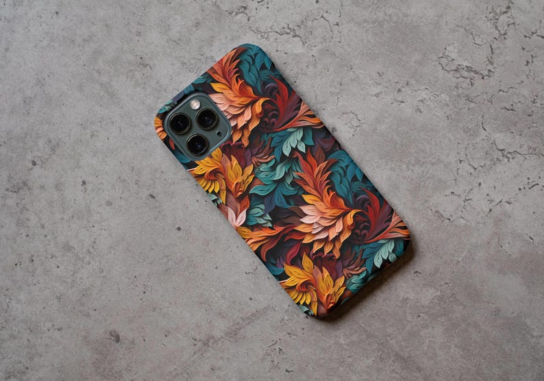 MagSafe Phone Case: iPhone 15 Pro Plus Pro Max, iPhone 14, 14 Plus, iPhone 14 Pro Max, iPhone 12, 13 mini, 13 Pro Max, Colorful Teal Leaves