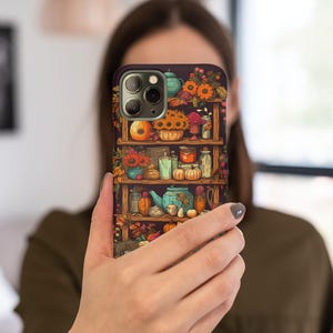 Fall Phone Case in Cool Floral & Pumpkins Anime Aesthetic; Pick from 19 iPhone Models including iPhone 13 or iPhone 14 Pro Max or iPhone 11