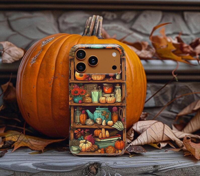 Fall Phone Case in Cool Floral & Pumpkins Anime Aesthetic: iPhone 18 Pro Max 17 17e 16 16e Air MagSafe S26 Ultra, Pixel 11 image 6