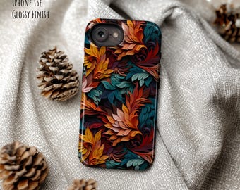 Teal Leaves Phone Case, Impact-Resistant, Dual Layer, iPhone 17e Galaxy S26 Pixel 10