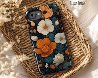 Telefoonhoesje met botanische bloemenprint: iPhone 17e 16 16e MagSafe Air 17 Pro Max S26