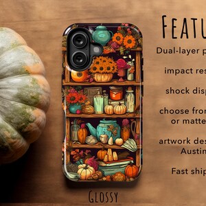 Fall Phone Case in Cool Floral & Pumpkins Anime Aesthetic: iPhone 18 Pro Max 17 17e 16 16e Air MagSafe S26 Ultra, Pixel 11 image 4