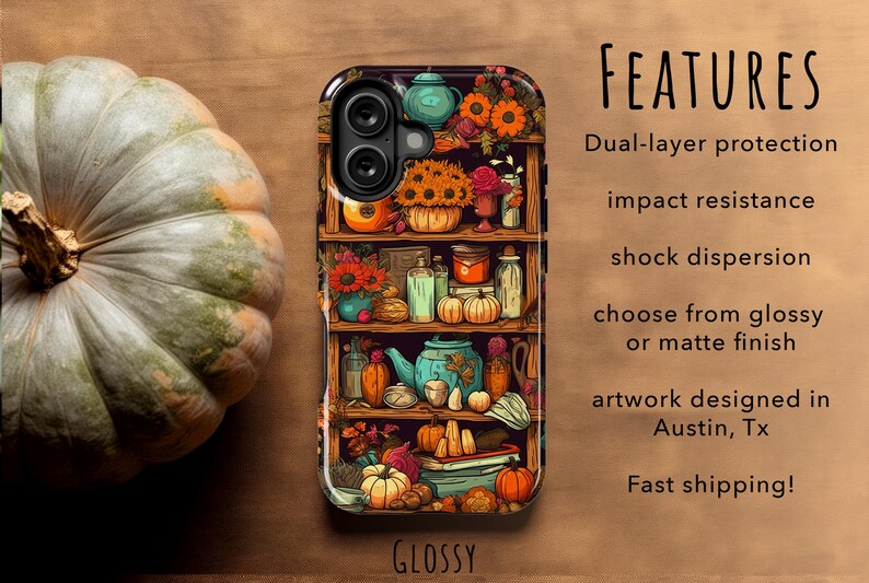 Fall Phone Case in Cool Floral & Pumpkins Anime Aesthetic: iPhone 18 Pro Max 17 17e 16 16e Air MagSafe S26 Ultra, Pixel 11 image 4