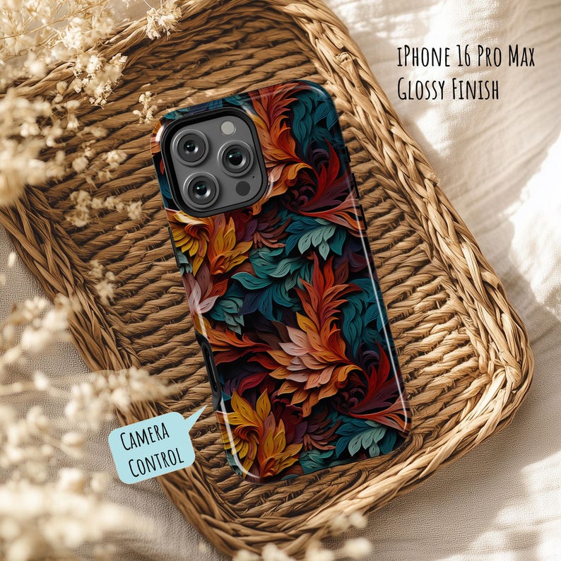 Teal Leaves Phone Case, Impact-Resistant, Dual Layer, iPhone 17e Galaxy S26 Pixel 10 image 7
