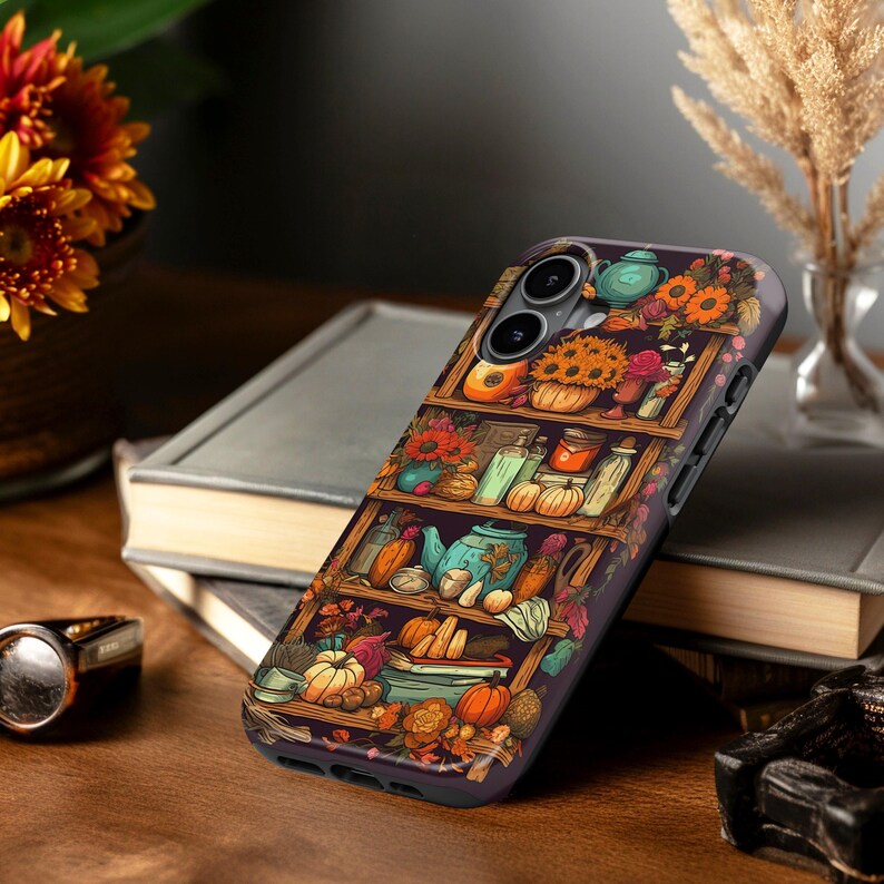 Fall Phone Case in Cool Floral & Pumpkins Anime Aesthetic: iPhone 18 Pro Max 17 17e 16 16e Air MagSafe S26 Ultra, Pixel 11 image 12