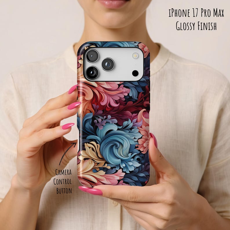 Funda para teléfono única: iPhone 17 Pro Max, Air 17e, 16, 16e, 15, 14, 13 MagSafe; Pixel 10 Pro XL, S26 Ultra, S25 Plus, con coloridos remolinos florales abstractos. imagen 5