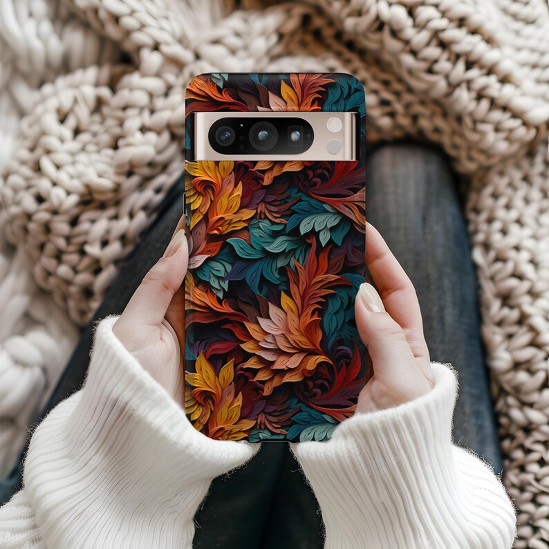 Teal Leaves Phone Case, Impact-Resistant, Dual Layer, iPhone 17e Galaxy S26 Pixel 10 image 11