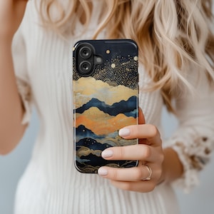 Funda de teléfono genial con paisaje de montaña y estrellas: iPhone 17, 16, 16e, 15, 14, 17, Air 17 Pro Max (MagSafe), Galaxy S25 Ultra, S24 Plus, Pixel 9a y 9 XL
