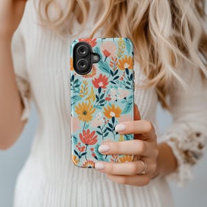 Boho Floral Spring Phone Case: iPhone 16 Plus 16e 15 Pro Max 14 13 12 MagSafe 11, Samsung Galaxy S25 S24 S23Ultra, Google Pixel 7 8 9 XL Pro