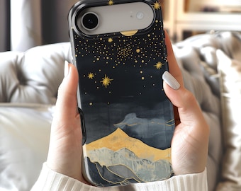 Night Sky Mountains Phone Case: iPhone 18 Pro Max 17 17e 16 16e Air MagSafe S26 Pixel 11 XL, 9a, Tough