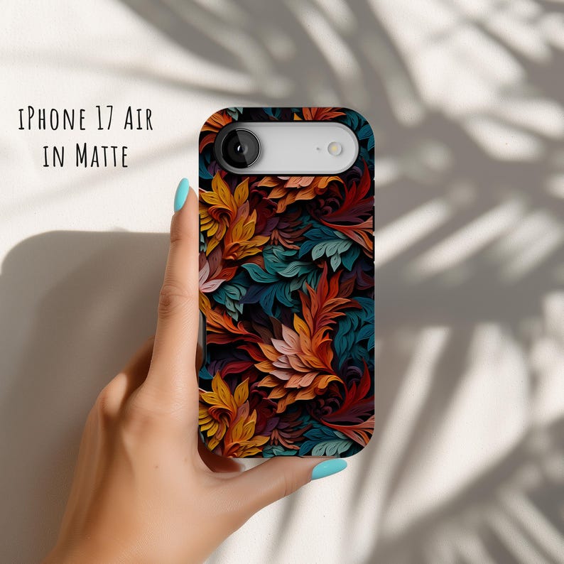 Teal Leaves Phone Case, Impact-Resistant, Dual Layer, iPhone 17e Galaxy S26 Pixel 10 image 6