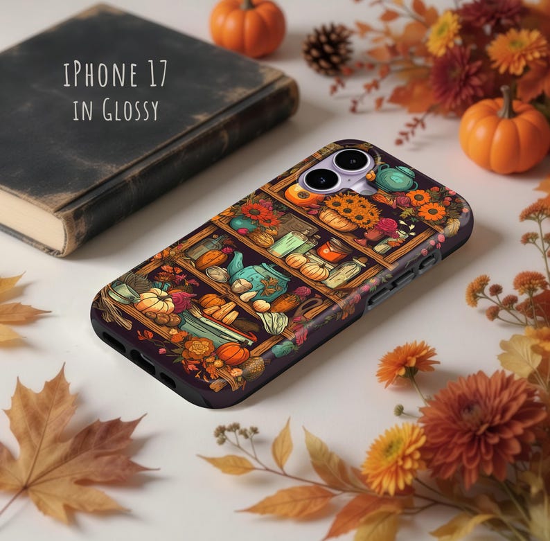 Fall Phone Case in Cool Floral & Pumpkins Anime Aesthetic: iPhone 18 Pro Max 17 17e 16 16e Air MagSafe S26 Ultra, Pixel 11 image 5