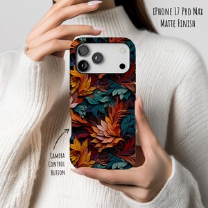Teal Leaves Phone Case, Impact-Resistant, Dual Layer, iPhone 17e Galaxy S26 Pixel 10 image 3