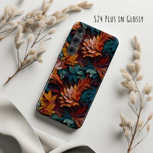 Teal Leaves Phone Case, Impact-Resistant, Dual Layer, iPhone 17e Galaxy S26 Pixel 10 image 9
