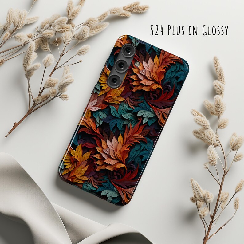 Teal Leaves Phone Case, Impact-Resistant, Dual Layer, iPhone 17e Galaxy S26 Pixel 10 image 9