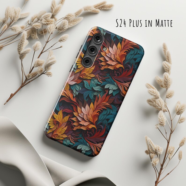 Teal Leaves Phone Case, Impact-Resistant, Dual Layer, iPhone 17e Galaxy S26 Pixel 10 image 10