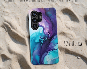 Funda para teléfono con diseño de mármol acuarela: iPhone 17e, 17 Pro Max, Air, Galaxy S26 Ultra Plus