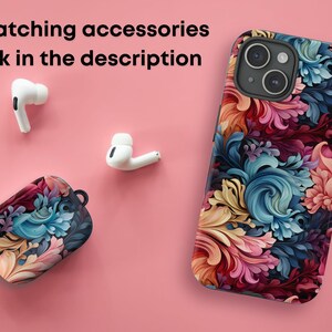 Funda para teléfono única: iPhone 17 Pro Max, Air 17e, 16, 16e, 15, 14, 13 MagSafe; Pixel 10 Pro XL, S26 Ultra, S25 Plus, con coloridos remolinos florales abstractos. imagen 14