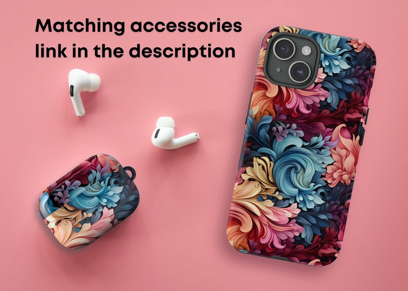 Funda para teléfono única: iPhone 17 Pro Max, Air 17e, 16, 16e, 15, 14, 13 MagSafe; Pixel 10 Pro XL, S26 Ultra, S25 Plus, con coloridos remolinos florales abstractos. imagen 14
