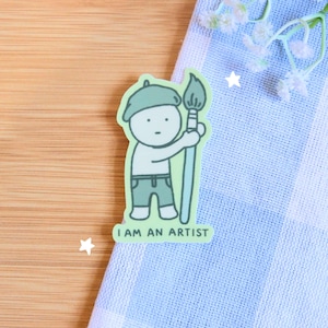 Adesivo de artista Green Guy | Adesivo de vinil à prova d&#39;água para bullet journal, agenda, laptop, garrafa d&#39;água, capa de celular, decoração