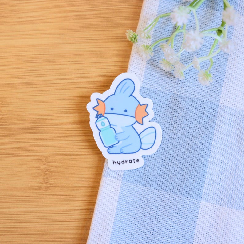Poke Self-Care Stickers | Vinyl Waterproof Stickers for Bullet Journal, Planner, Laptop, Water Bottle, Phone Case, Deco Hydrate