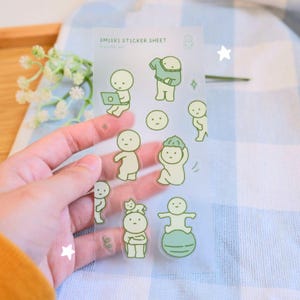 Green Guy Sticker Sheet | Vinyl Waterproof Stickers for Bullet Journal, Planner, Laptop, Water Bottle, Phone Case, Deco
