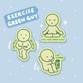 Exercise Green Guy Blind Box Stickers | Vinyl Waterproof Stickers for Bullet Journal, Planner, Laptop, Water Bottle, Phone Case, Deco