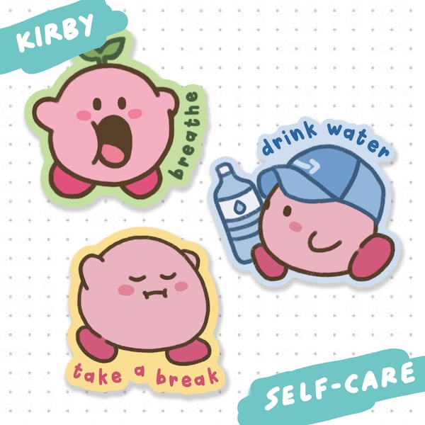 Pink Blob Self-Care Stickers | Vinyl Waterproof Stickers for Bullet Journal, Planner, Laptop, Water Bottle, Phone Case, Deco