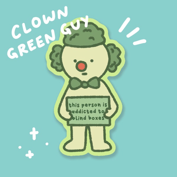 Clown Blind Box Addict Sticker | Vinyl Waterproof Sticker for Bullet Journal, Planner, Laptop, Water Bottle, Phone Case, Deco