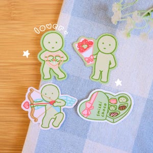 Pegatinas de Lover Green Guy / Pegatinas de vinilo resistentes al agua para Bullet Journal, agenda, ordenador portátil, botella de agua, funda de teléfono, decoración