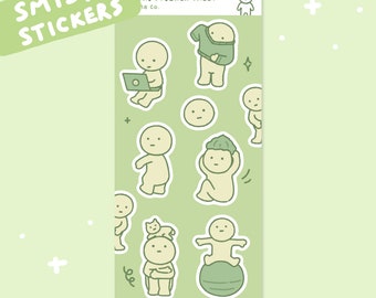 Green Guy Sticker Sheet | Vinyl Waterproof Stickers for Bullet Journal, Planner, Laptop, Water Bottle, Phone Case, Deco