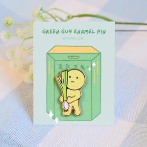 Green Guy Scallion / Leek Hard Enamel Pin | Lanyard Pin, Backpack Pin, Hat Pin, Lapel Pin, Brooch Accessory, Gift for Her