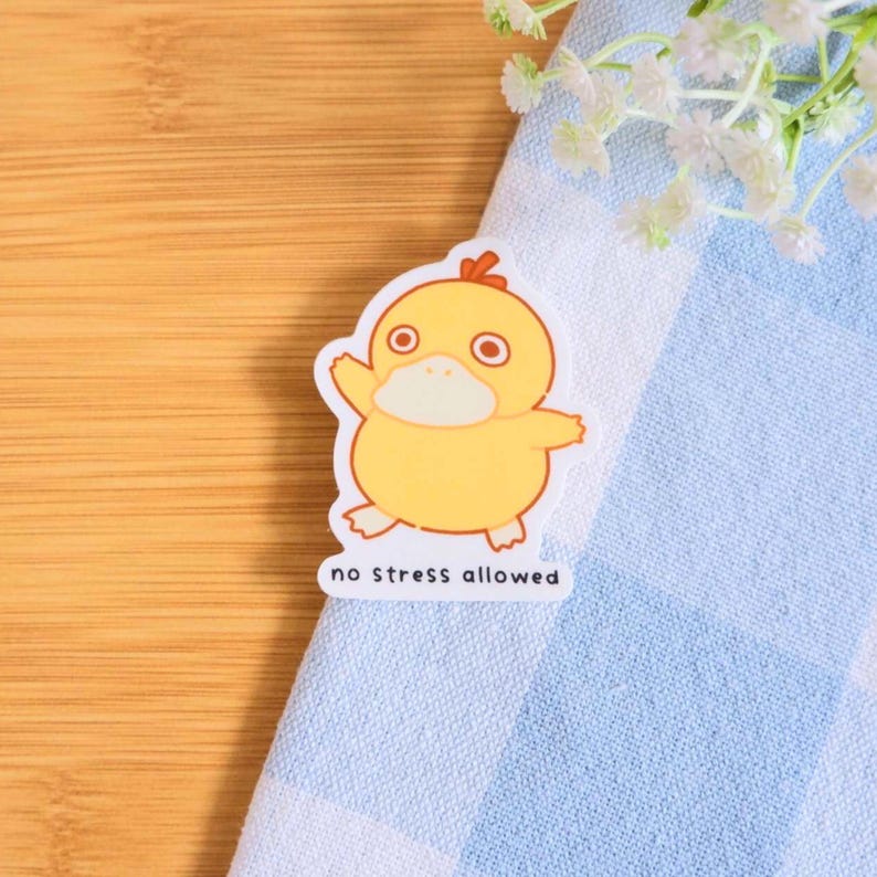 Poke Self-Care Stickers | Vinyl Waterproof Stickers for Bullet Journal, Planner, Laptop, Water Bottle, Phone Case, Deco No Stress Allowed