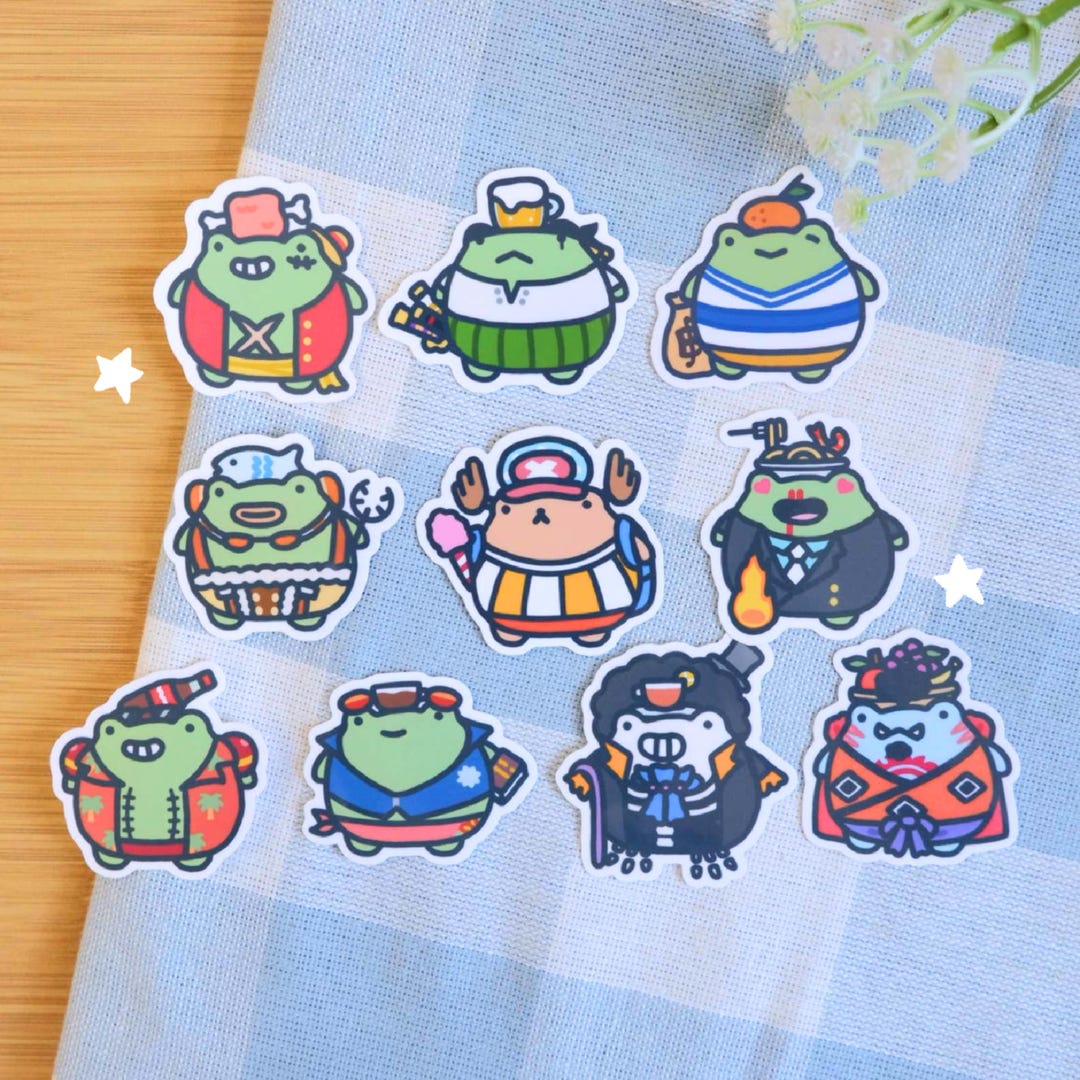 OP Straw Hat Foodie Frog Stickers | Vinyl Waterproof Stickers for ...