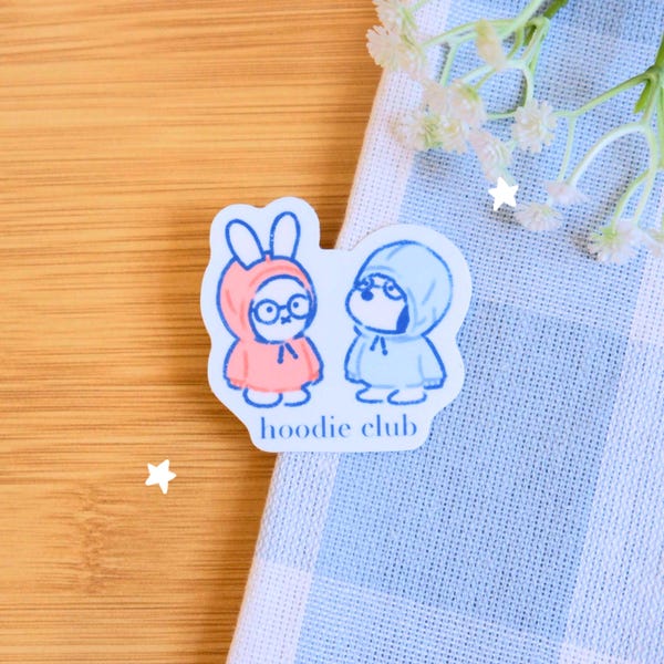 Hoodie Club Sticker | Vinyl Waterproof Sticker for Bullet Journal, Planner, Laptop, Water Bottle, Phone Case, Deco
