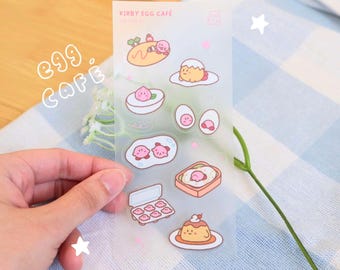 Pink Blob Egg Café Sticker Sheet | Vinyl Waterproof Stickers for Bullet Journal, Planner, Laptop, Water Bottle, Phone Case, Deco