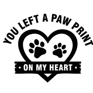 Pet animal,paw prints, dog paw print on my heart instant digital download - Ai-EPS-PNG-SVG