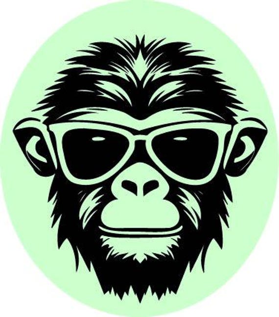 Mono, cabeza de mono con gafas de sol, descarga digital