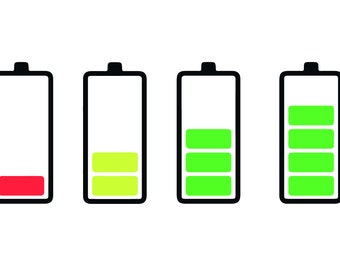 Conjunto de iconos de batería: imágenes prediseñadas vectoriales (descarga digital)