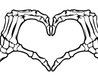 Skeleton Heart Hands Vector: Love Hand Logo (Digital Download)