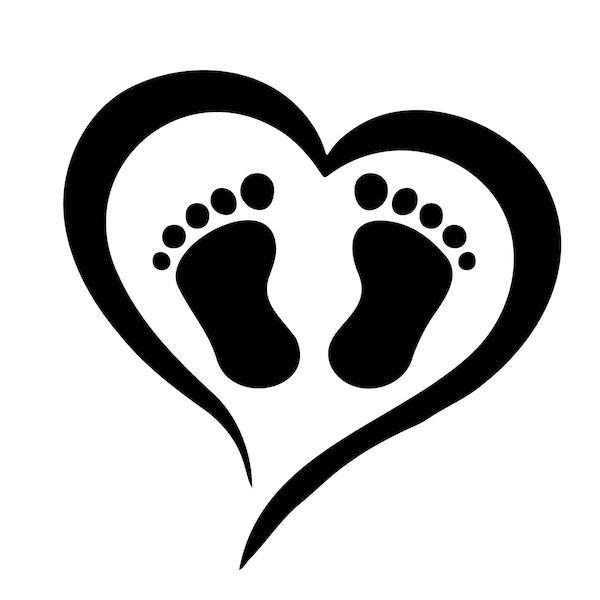 Open heart baby foot print instant digital download - Ai-EPS-PNG-SVG