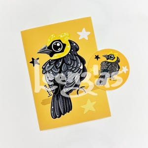 Yellow-headed blackbird art / bird sticker / bird drawing / funny birds / wildlife stickers / waterbottle sticker / laptop decal