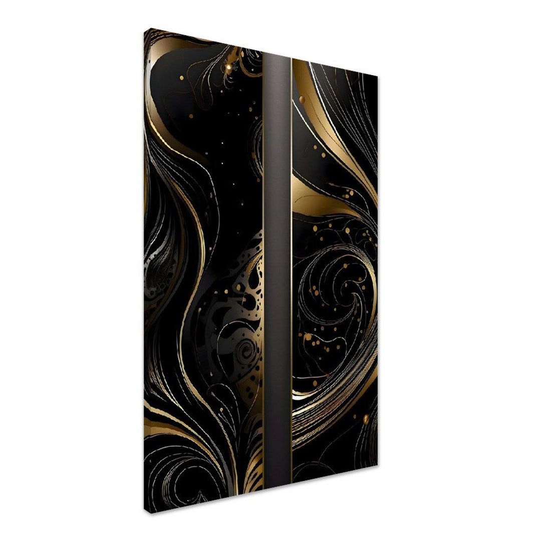 Modern Abstract Black and Gold Canvas Print Abstract Modern Artwork ...