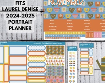 NOVEMBER '24 Tea Time Sticker Kit for Laurel Denise 2024-2025 PORTRAIT Planner Month View