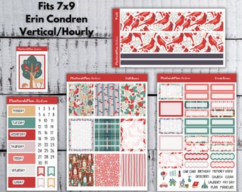 Vertical/Hourly WINTER CARDINAL Weekly Sticker Kit for EC 7x9 LifePlanner