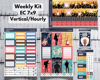 Vertical/Hourly COUNTRY MUSIC CONCERT Sticker Kit for Erin Condren 7x9 LifePlanner