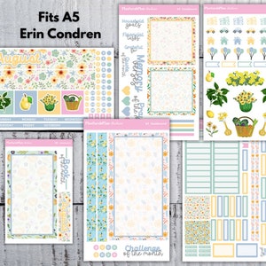 A5 August &#39;23 Garden Monthly Sticker Kit for EC LifePlanner | Month View | Dashboard | Notes Page