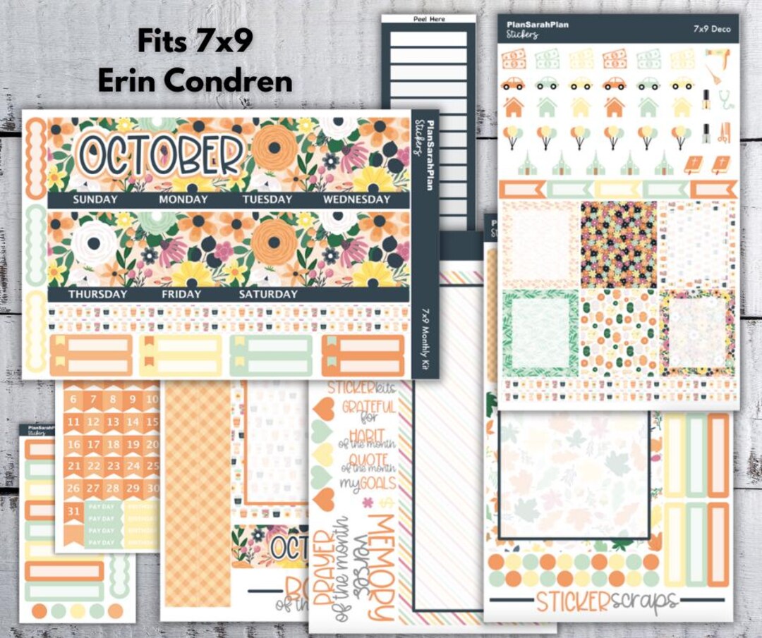 7x9 OCTOBER 2024 PUMPKIN SPICE Kit for Erin Condren Lifeplanner | Month ...