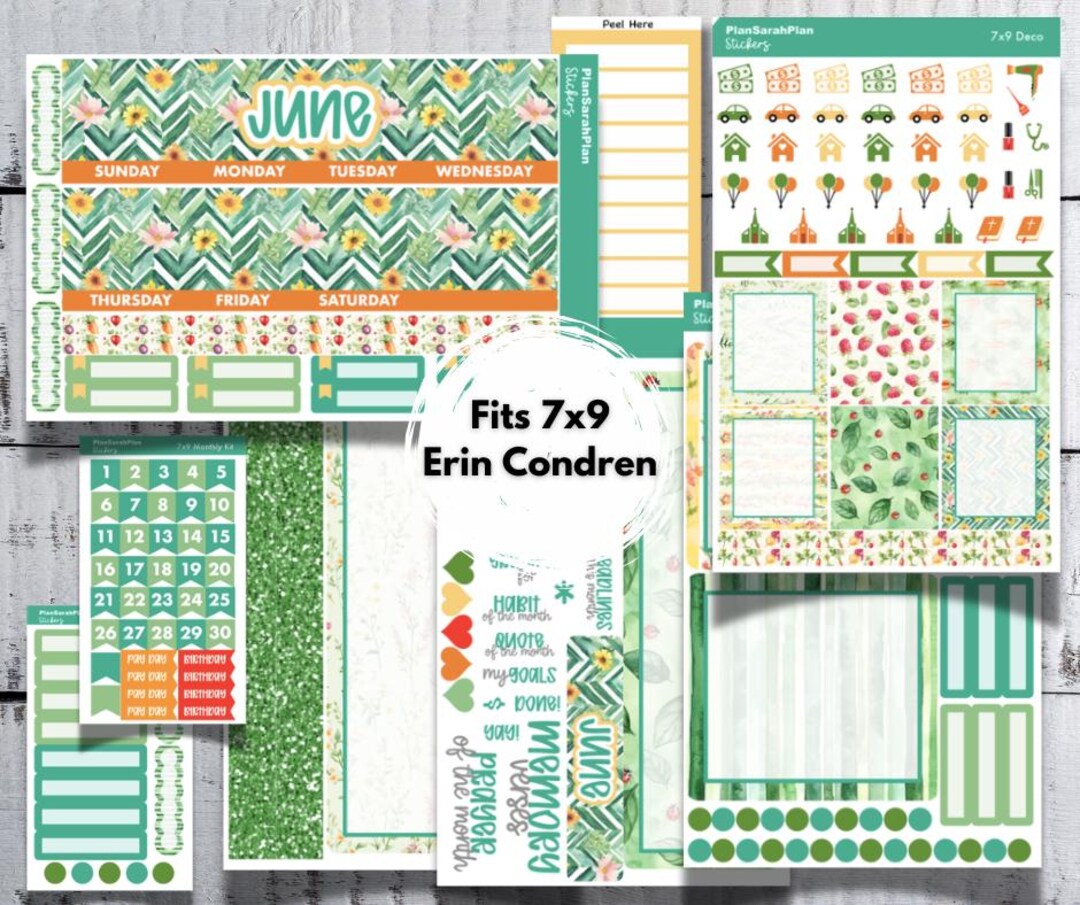 JUNE '26 SUMMER GARDEN Monthly Kit for Erin Condren 7x9 Lifeplanner ...